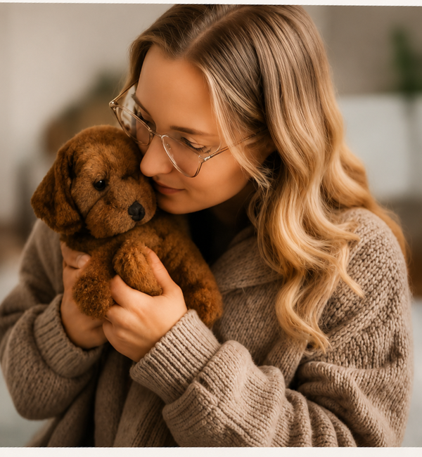 Owner and puppy